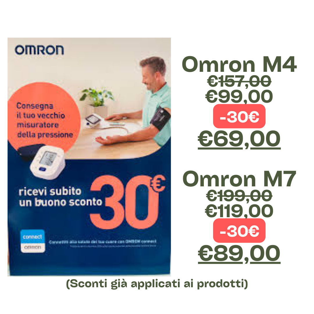 OMRON, MISURATORE DI PRESSIONE, MISURATORE DI PRESSIONE OMRON, SCONTO 30€, M2, M4, M7, IPERTENSIONE, FIBRILLAZIONE ATRIALE, OMRON CONNECT, APP MISURAZIONE PRESSIONE